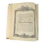 1844 Jakab András lovaggá emeléséről és címeradományozásról szóló uralkodói címereslevél, armalis. Jakab András több mit 46 évnyi jogi szolgálatai jutalmául kapta az uralkodói elismerést, melyet Galiciában töltött le. Suczavában, Czernowitzban, majd a Lem