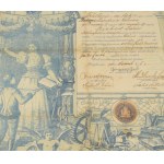 1904 Nagybányai ipartestület nagy méretű dekoratív oklevél, dekoratív üvegezett keretben 34x50 cm 1904 Large, decorative certificate of the Nagybánya Industrial Guild, in a decorative glazed frame (34x50 cm).
