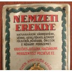 cca 1920 Nemzeti Ereklye Bizottság: "Ércbulla" Nagy-Magyarország vármegyéiből származó földet tartalmazó rézszelencével. "NEMZETI EREKLYE - HATVANHÁROM VÁRMEGYÉNK VÉRREL, VEREJTÉKKEL ÁZTATOTT FÖLDJÉBŐL, HŰSÉGGEL ŐRIZZÜK E NÉHÁNY PORSZEMET. - 100 ÉVES JUSS