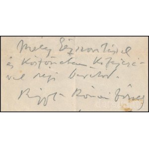 cca 1920 Rippl-Rónai József (1861-1927) grafikus, festőművész saját kezű levele Rózsahegyi Kálmán (1873-1961) színész, színészpedagógus részére, érdekes tartalommal; a levelet Rippl-Rónai valószínűleg Rózsahegyi 1909-ben alapított magán-színiiskolájában h