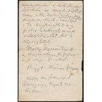 cca 1920 Rippl-Rónai József (1861-1927) grafikus, festőművész saját kezű levele Rózsahegyi Kálmán (1873-1961) színész, színészpedagógus részére, érdekes tartalommal; a levelet Rippl-Rónai valószínűleg Rózsahegyi 1909-ben alapított magán-színiiskolájában h