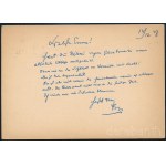 1947 Lehár Ferenc (1870-1948) zeneszerző német nyelvű, autográf képeslapja Papházy Istvánnénak Bécsből / 1947 Autograph postcard of Franz Lehar (1870-1948) from Vienna