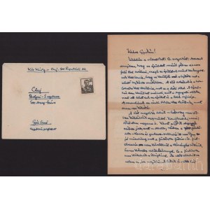 1957 Kós Károly (1883-1977) erdélyi magyar népies stílusú építész, író, grafikus, könyvtervező, szerkesztő autográf levele, aláírásával, Kolozsvárról Marosvásárhelyre (Tirgu-Mures, Targu Mures, Neumarkt, Neumarkt am Mieresch), Koós György agrármérnök rész