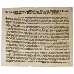 1848 [Alfred Windisch-Grätz herceg (1787-1862)] Herczeg Windischgräz Alfred császári és királyi tábornagy, a császári csapatok főparancsnokának nyomtatott, német nyelvű kiáltványa: An den Herrn Feldmarschall-Lieutaenant Moga und sämmtliche in Ungarn besi
