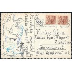 1946 Vasutas válogatott labdarúgók által aláírt képeslap (Kis Péter, Selmeczi, Kolláth, stb.)