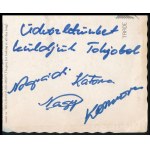 1964 Olimpiai bajnok labdarúgók által aláírt képeslap Nógrádi Ferenc, Katona Sándor, Komora Imre