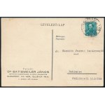 Batizfalvy János, születési és 1935-ig használt nevén Batisweiler János(1895-1960.) nőgyógyász, egyetemi tanár; az orvostudományok kandidátusa aláírt fejléces levelezőlapa