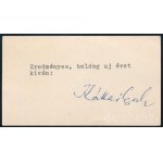 Kállai Gyula (1910-1996) miniszterelnök autográf aláírása névjegykártyáján.