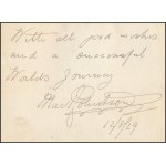 Sir Macpherson "Mac" Robertson (1859?1945) legendás ausztrál üzletember, édesiparos és filantróp autográf dedikálása és dedikált fotója Bartha Gyula és Sulkovszky Zoltán, a világot 1931-1936 között Harley Davidsonon körbejáró magyar motorosok hagyatékából