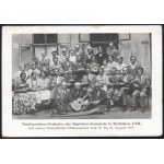 1933 A baptista közösség tambura zenekara pozsonyi (Felvidék) missziós fellépése emlékére kiadott képeslap, melyet Carl Füllbrandt (1880-1956) baptista lelkész és misszió inspektor írt német nyelven a baptista közösséggel kapcsolatban, jó állapotban