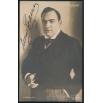 Enrico Caruso (1873-1921) olasz operaénekes, az első sztártenor autográf aláírása egy őt ábrázoló képeslapja, 13,5x8,5 cm/ Signature of Enrico Caruso (1873-1921) Italian opera singer, 13,5x8,5 cm