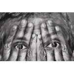 Jelzés nélkül: Ön arc kép. Vintage fotóművészeti alkotás. 31x48 cm