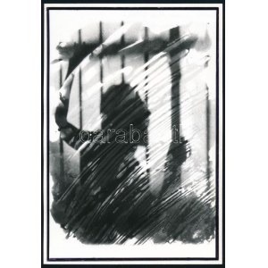 cca 1992 Racsek Tamás Ákos: Életfogytiglan, feliratozott vintage fotóművészeti alkotás, 17x11,5 cm