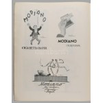 1929 Modiano. Modiano cigarettapapír-gyár prospektus. Bp., 1929, (Riegler József Ede-ny.), 4 sztl. lev.+16 t. Kiadói aranyozott papírkötés, szakadt, kissé kopott, kissé foltos borítóval, a borító elülső sarkain hiánnyal, de belül jó állapotban. Rendkívül 