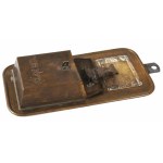 Budapesti Chevra Kadisa réz adomány persely. ca 1930 18 cm Budapest Chevra Kadisha copper donation box. c. 1930, 18 cm.