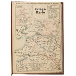 Die militärischen Ereignisse im Völkerkireg 1914-15 in wöchentlichen Karten mit Chronik zu dauernder Erinnerung. Teil 1-2. Az I. világháború hadszíntereinek eseményeit bemutató kétkötetes térképatlasz, összesen 60 kihajtható térképpel, a térképek hátoldal