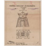 1914-1928 A galiciai Sambor közelében levő Zwor melletti Sprynia falucska melletti hősi halált halt (1914 őszi harcok) császári és királyi 69. "Hindenburg" gyalogezred hősi emlékművének 2 db terve (27x22 cm, 35x24 cm), 1 db az emlékműről készült rajz (pap
