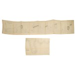 cca 1900 A munkács-beszkidi vasútvonal 62-67. kilométerei közti pályarészének helyszínrajza, 1 : 4000, kis sarokhiánnyal, 37,5x72 cm + A munkács-beszkidi vasútvonal 623-672. szelvényei közti pályarészének hosszszelvénye, 24,5x129 cm