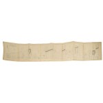 cca 1900 A munkács-beszkidi vasútvonal 62-67. kilométerei közti pályarészének helyszínrajza, 1 : 4000, kis sarokhiánnyal, 37,5x72 cm + A munkács-beszkidi vasútvonal 623-672. szelvényei közti pályarészének hosszszelvénye, 24,5x129 cm