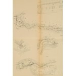 cca 1900 Az Al-Duna helyszínrajza és hosszanti metszete Ómoldovától (Moldova Veche) Szörényvárig (Turnu Severin), illetve a szabályozott zuhatagok helyszínrajza, kisebb lapszéli gyűrődéssel, a hajtás mentén szakadással, 54x92 cm