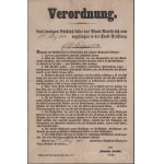 1858 Pozsony (Felvidék) város hirdetménye a marhahús napi áráról, melynek betartását a rendőrség szigorúan ellenőrzi, német nyelven, szélén a kis beszakadások javítva, hajtásnyommal, jó állapotban