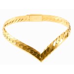Arany (Au) halszálka mintás bracelet karkötő. Nyelves záródás biztonsági nyolcassal, jelzett, olasz fémjel, 18 karátos, h: 19 cm, 20,5g /// 18K gold (Au) herringbone-pattern bracelet. Tongue clasp with safety figure-eight, hallmarked, Italian hallmark, 18
