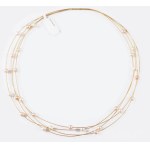 Arany (Au) négysoros sodrony nyakék tenyésztett gyöngyökkel, jelzett, 2016 utáni fémjel, 14 karátos, cca 13x15 cm, bruttó 8,6g /// Four-strand gold (Au) wire necklace with cultured pearls, marked, with a post-2016 hallmark, 14-karat gold, approx. 13 × 15 