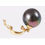 Tahiti gyöngy medál, arany (Au) szerelékkel, jelzett, 2016 utáni fémjel, 14 karátos, gyöngy d: 10 mm, bruttó 1,92g /// Tahitian pearl pendant with gold (Au) fittings, marked, with a post-2016 hallmark, 14-karat gold, pearl diameter: 10 mm, gross weight: 1