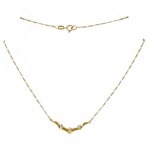 Arany (Au) collier, medáljában 3 darab achtkant csiszolású gyémánt cca 0,05ct, jelzett, 2016 utáni fémjel, 14 karátos, bruttó 2,5g /// Gold (Au) collier necklace with a pendant set with three single-cut diamonds totaling approx. 0.05 ct, marked, with a po