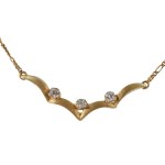 Arany (Au) collier, medáljában 3 darab achtkant csiszolású gyémánt cca 0,05ct, jelzett, 2016 utáni fémjel, 14 karátos, bruttó 2,5g /// Gold (Au) collier necklace with a pendant set with three single-cut diamonds totaling approx. 0.05 ct, marked, with a po