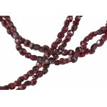 Négysoros gránát nyaklánc 14 karátos arany (Au) kapoccsal, jelzett, h: 42 cm, 32,65g /// Four-strand garnet necklace with a 14-karat gold (Au) clasp, marked, length: 42 cm, weight: 32.65 g.
