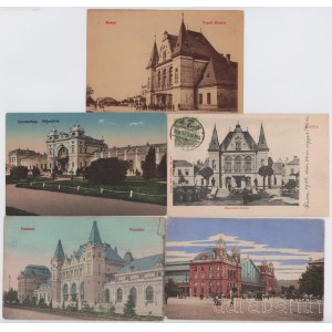 5 db RÉGI képeslap: vasútállomások (Budapest, Kassa, Szombathely, Temesvár) / 5 pre-1945 railway station postcards