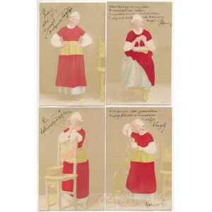 4 db RÉGI (1905 előtti) hölgyek képeslap / 4 pre-1905 ladies postcards
