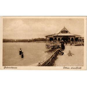 Balatonkenese, Otthon strandfürdő, fürdőzők, büfé (EK)