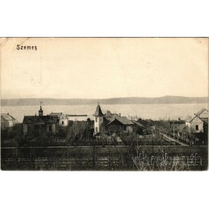 1907 Balatonszemes, Szemes, Falu-Szemes; Nyaralók a Balaton mellett, villa. Berliner Salamon kiadása (EB)