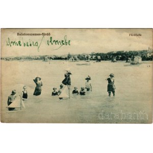 1918 Balatonszemes-fürdő, fürdőzők (EB)