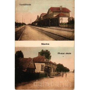 Bánréve, vasútállomás, Fő utca, Reich E. üzlete. Vasúti levelezőlapárusítás 2573.