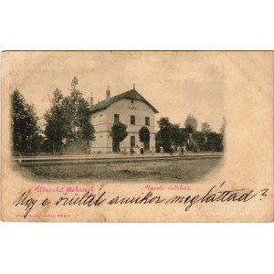 1899 Békés, vasúti indóház, vasútállomás. Véver Oszkár kiadása (r)