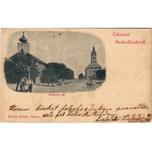 Bicske, Buda-Bicske; Templom tér. Flakker Sándor kiadása (EK)