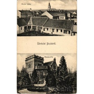 Bicske, látkép, Rózsika villa. Nagy János kiadása, Wokaun József felvétele (EB)