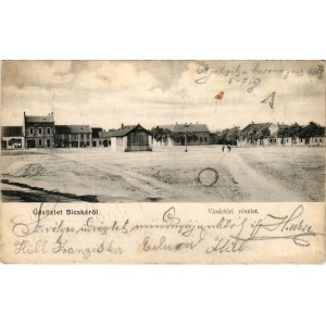 1913 Bicske, Vásártéri részlet, Blau Bernát üzlete. K. W. kiadása (fl)