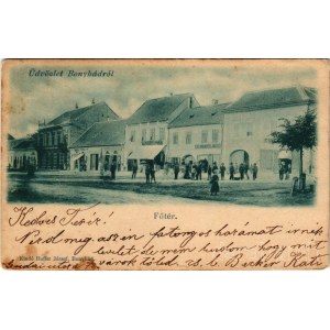 1900 Bonyhád, Fő tér, Calandauer Jakab, Englman Adolf üzlete. Hoffer József kiadása (Rb)
