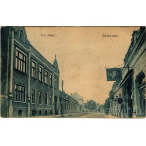 1922 Bonyhád, Zárda utca, Római katolikus polgári leányiskola, üzletek. Reining János temetkezési vállalat kiadása (EK)