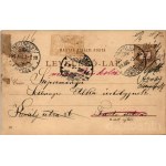 1899 Budapest, Ezredéves Országos Kiállítás, Jobb part, Királyi vár, Lánchíd, gőzhajók. Art Nouveau s: Morelli, Dörre T. + barna 2 Kr Ga. (ázott sarok / wet corner)