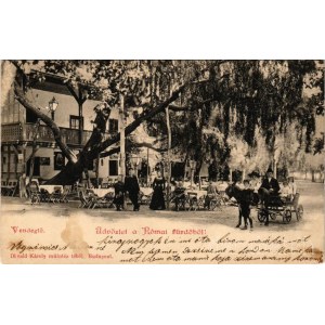 1901 Budapest III. Rómaifürdő, Római fürdő vendéglő, étterem. Divald Károly műintézetéből (fl)
