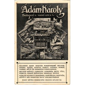 1915 Budapest V. Ádám Károly üzlete, műterem, elárusító helyiség, belsők. Kígyó utca 4. Hátoldalon Ádám Károly levele (EK)