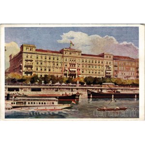 Budapest V. Corso (Dunakorzó), Grand Hotel Hungaria szálloda, személyszállító gőzös. Klösz György és Fia (EK)