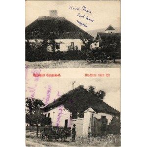 1911 Csopak, Uradalmi tiszti lak + TAPOLCZA - BUDAPEST 393 A vasúti mozgóposta bélyegző (fl)