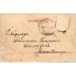1901 Herczegfalva, Hercegfalva (Mezőfalva); József nádor szobor, M. kir. postahivatal. Art Nouveau (szakadások / tears)