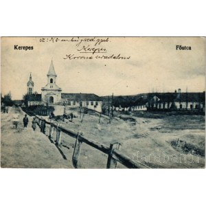 1923 Kerepes, Fő utca, templom. Fogyasztási szövetkezet kiadása (fa)